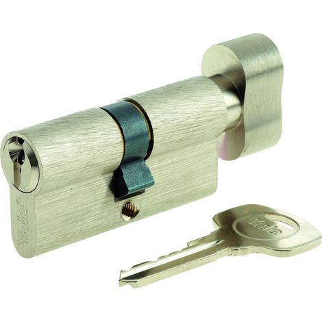 Cylindre Yale Bouton 30x30mm Nickel Sécurité Renforcée Avec Bouton Intérieur, 5 Goupilles. - Yale