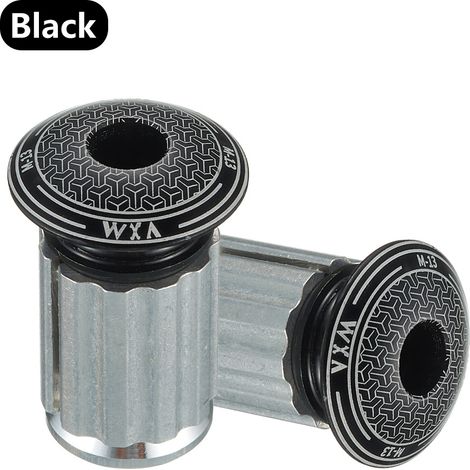 Les vélos noirs de route gonflent et provoquent des embouteillages. Bouchon de guidon VXM à verrouillage par expansion (Accessoires pour guidon droit de vélo en alliage d'aluminium coloré) (1/5)