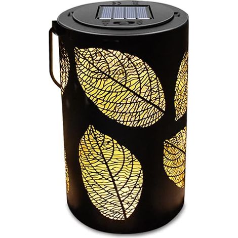 Lanterne solaire suspendue d'extérieur, lampe solaire étanche en forme de feuille, lampe solaire décorative en métal, lampe de table pour jardin, pelouse ou bureau (taille)-AquaForge