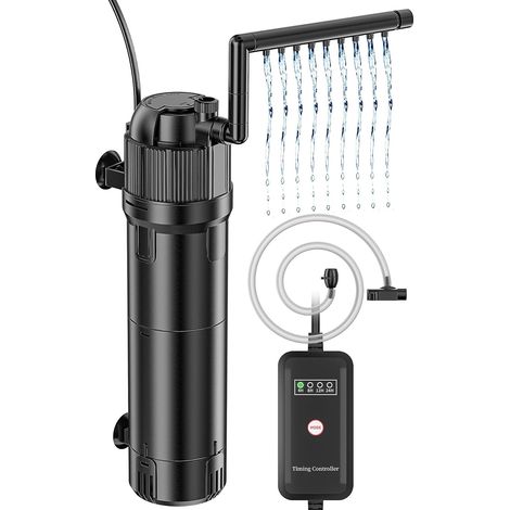 5-in-1 UV Filtre intérieur Aquarium 8 Watt, Pompe Aquarium, Multifonction, Filtre Réglable 650L/h pour Aquariums 60-120L (1/5)