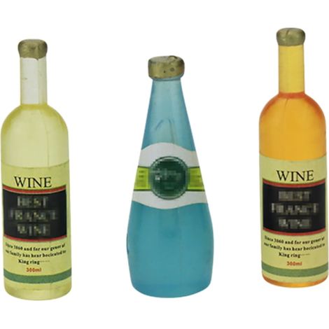 Miniature Wine Bottles - Resin - Dollhouse Accessories - Home Decoration - 3 Pieces (1/5)