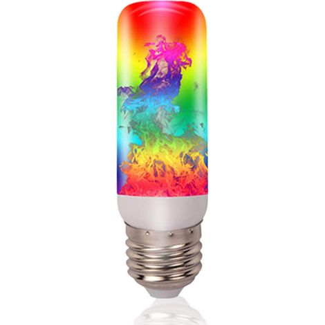 Ampoules LED flamme 4 modes E27 Ampoule flamme avec capteur de ravité Ampoules vacillantes Décoration (Coloré)