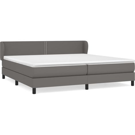 Lit à sommier tapissier avec matelas, Lit adulte pour 2 personnes Assemblage Facile, Gris 200x200 cm Similicuir OIB9058E