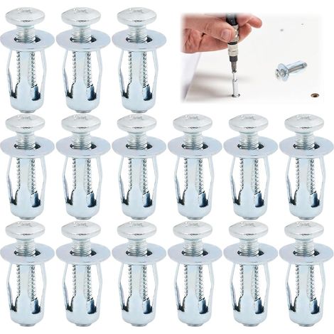Lot de 15 chevilles en métal pour cavités creuses M8 x 30, Chevilles métalliques à expansion avec vis, Chevilles en métal pour corps creux Chevilles pour plaques de plâtre Chevilles à expansion (1/5)