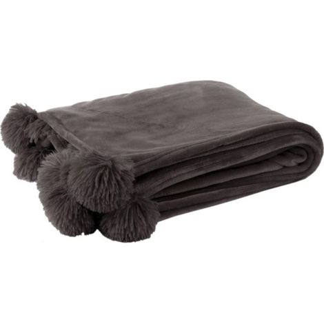 Plaid à Pompons "Blanket" 130x170cm Taupe