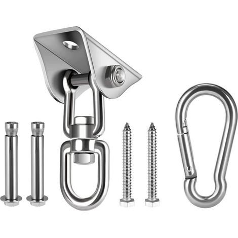 Kit de suspension pour hamac, crochets robustes pivotants à 360° supportant jusqu'à 454 kg (1000 lb) pour chaise, yoga, terrasse ou porche extérieur. (1/4)