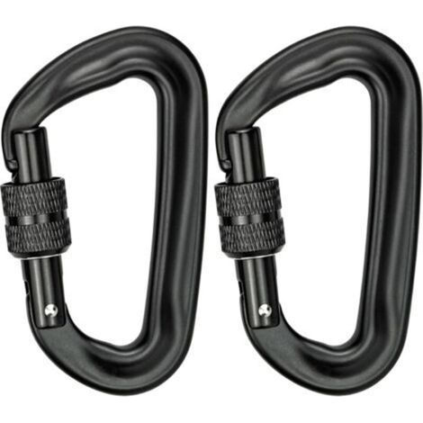 2Pcs Climbing Carabiner 12KN (1200KG) Heavy Duty Aluminum Carabiner D-Shaped Locking Carabiner for Hammocks Yoga Swing Camping Keychain Lock Dogs (1/5)