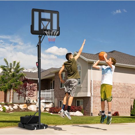 Panier de basket extérieur réglable en hauteur 230-305 cm en acier noir OKWISH (1/5)