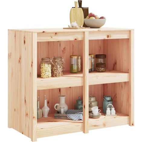 Cuisine d'Extérieur en Bois de Pin Massif, Meuble de Rangement 106x55x92 cm pour Jardin et Terrasse (1/5)