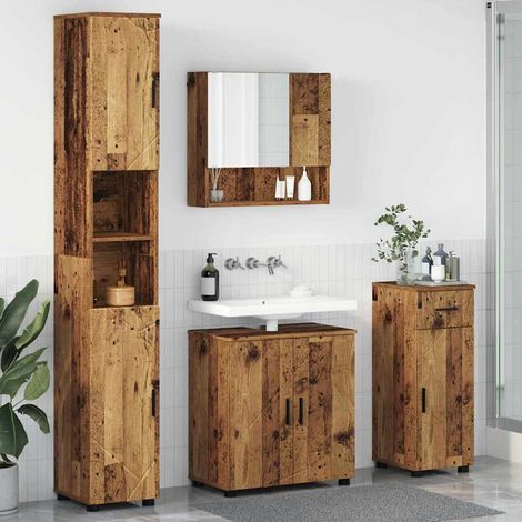 Badezimmermöbel-Set 4 pcs Altholz Holzwerkstoff & Metall vidaXL (1/5)