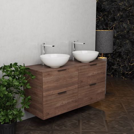 Inda - Meuble de salle de bain L.120 avec double vasque à poser / (1/5)