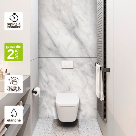 Panneau d'Habillage WC suspendu - 120x120 cm - Ép. 4mm - Effet Marbre Gris - VERSILIA KOBERTIN (1/5)