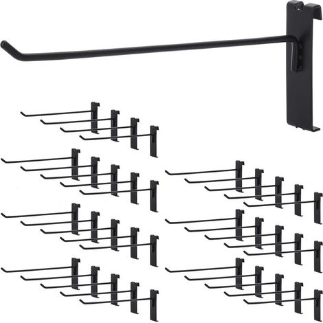 Paquete de 35 ganchos para paneles de rejilla, 20 cm, ganchos de pared para expositores, accesorios de rejilla metálica para tiendas, garajes y talleres. (1/5)