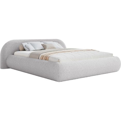 Selsey Shels Low – Polsterbett 180x200, Bouclé, Hellgrau