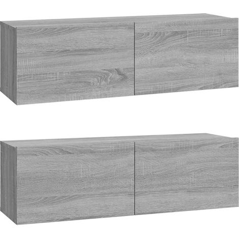 Meubles TV 2 pcs, Étagère TV, Meuble de Salon, Sonoma gris 100x30x30 cm Bois d'ingénierie OIB1806E (1/5)