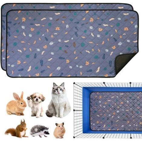 2 Pack Washable Rabbit Pads: 120 x 61 cm, Reusable, Non-Slip, Washable, for Rodents and Small Animals Cages (1/5)