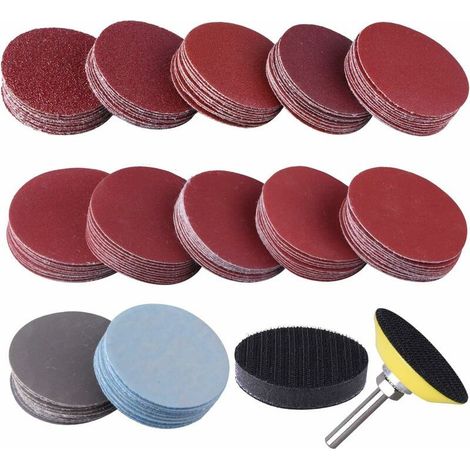 120 Pièces Disques Abrasifs 50mm Disques de Ponçage Grain 60 80 120 180 240 400 600 800 1000 1200 2000 3000 pour Meulage Fraisage Gravure (1/5)
