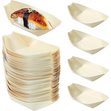 Bateaux à sushis créatifs en bois pour le service (200 pièces) (1/5)
