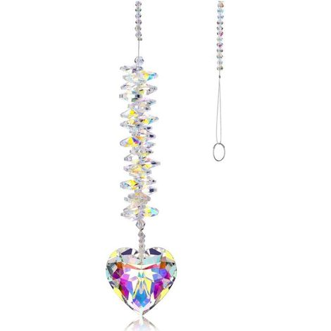 Attrape-Soleils Capteur de Soleil Cristal Décoration avec Pendentif Coeur Prisme à Suspendre en Cristal K9 Clair Pendentif Décoration de Chambre Rideau Maison (1/5)