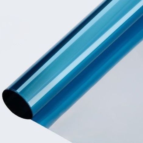 Transparent one-way thermal insulation film for windows, self-adhesive, 30 cm x 1 m, light silver blue. (1/5)