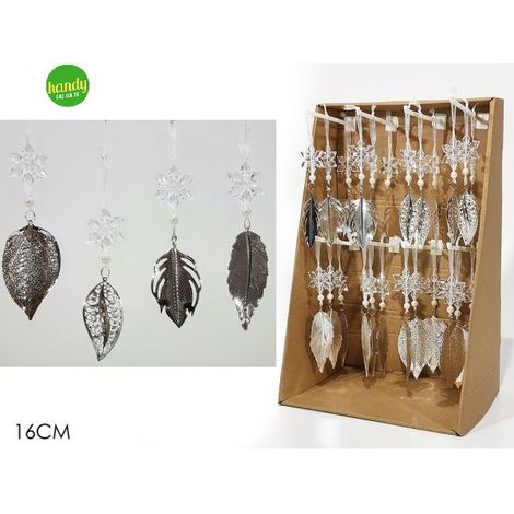 Appendino natalizio general trade con foglia silver h.16 cm (1pz)