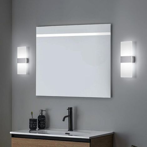 Moderne LED-Wandleuchte für den Innenbereich, Wandleuchte aus mattiertem Acrylglas, 10 W, zur Beleuchtung von Treppen, Wohnzimmer, Schlafzimmer und Flur, 6000 K weißes Licht, Silber (1/4)