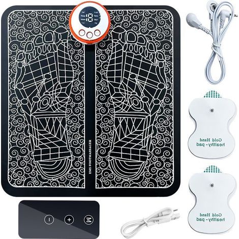 Filiyano-Coussin de massage des pieds avec télécommande, écran LCD, 8 modes, 19 intensités, 2 électrodes