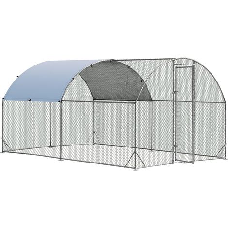COSTWAY Gran Gallinero de Metal Galvanizado, Gallinero con Cerradura, Corral para Gallinas con Cubierta Impermeable y Protectora contra el Sol, Jaula de Pollo para Exterior 380 x 280 x 195 cm (1/5)