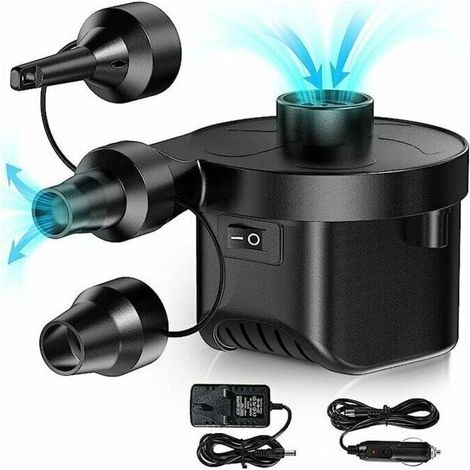 Elektrische Luftpumpe mit 3 Düsen für Luftmatratzen, aufblasbare Pools und aufblasbare Kissen, inklusive Auto- und Heimadapter von DEBUNS (1/5)