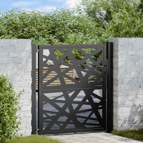 Gartentor Schwarz 100x100 cm Stahl Lichtdesign