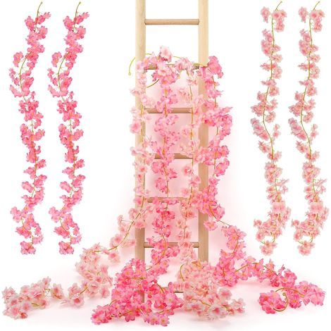 Lot de 4 Guirlande de Fleurs de Cerisier- décorations en Fleurs de Cerisier - 180 cm - Guirlande de Fleurs de Cerisier - Décoration de Mariage - pour Mariage, fête, Maison, Jardin (1/5)