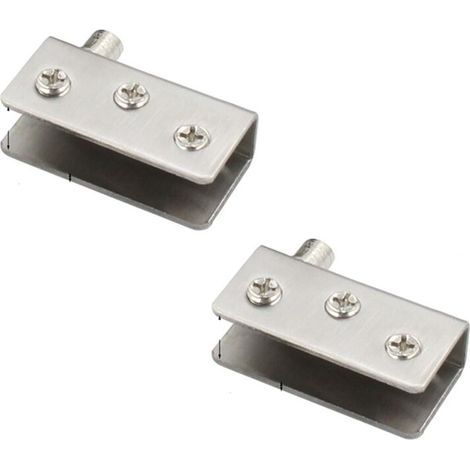 2 Stück 52 x 16 mm rahmenloses Glastürscharnier aus Edelstahl, Glastürscharnier, Glasclip, MUMU (1/3)
