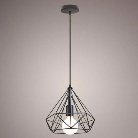 U-DO Lustre Suspension Luminaire Rétro Vintage Lampe Cage en Fer Noir Industriel (1/4)