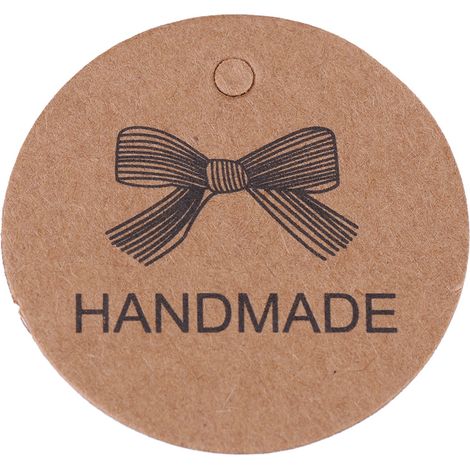 100 étiquettes suspendues marron faites à la main pour cadeaux de mariage, desserts, bijoux, prix 5 (1/5)