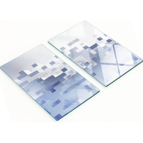 Tableros de vidrio duraderos y elegantes con un patr贸n abstracto de cubos de 2x30x52 cm.