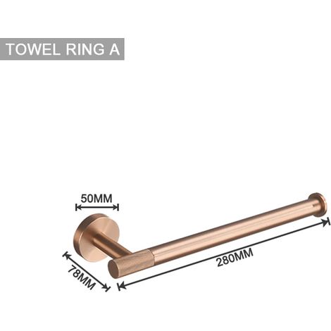 (Anneau porte-serviettes A) Ensemble d'accessoires en or rose brossé : porte-brosse de toilette, porte-papier toilette, barre porte-serviettes, crochet de suspension, porte-savon (1/5)