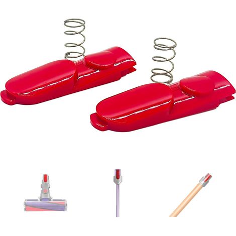 Lot de 2 loquets de verrouillage (bouton-poussoir avec ressort) pour tête de nettoyage Dyson pièces de rechange compatibles avec les modèles V7, V8, V10, V11 et V15 (pour brosses motorisées et tubes (1/5)