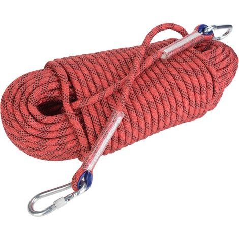 Cuerda de escalada para exteriores de 30 m, cuerda de seguridad y supervivencia de 12 mm de diámetro (roja) (1/5)