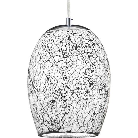 [GEBRAUCHT] B-Ware Searchlight Hängeleuchte Pendelleuchte Crackle Glas Chrom Weiß Mosaik (1/2)