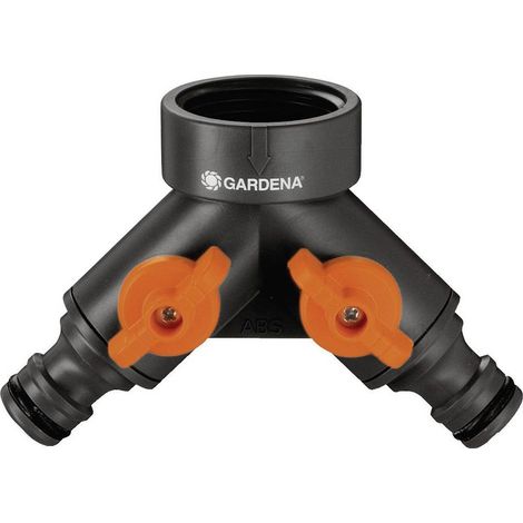 Distributeur d'eau 2 voies avec vanne de régulation – Raccord enfichable 33,3 mm (G1) – Pour 2 appareils – Original GARDENA System (1/6)