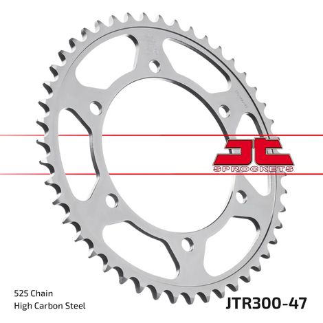 Pi帽贸n trasero de acero JT R300-47, 47 dientes, tama帽o 525 (1/2)