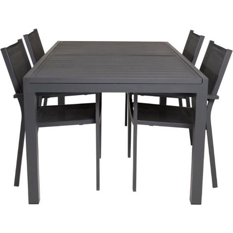 Marbella Gartenset Tisch 100x160cm 4 Stühle Copacabana schwarz.