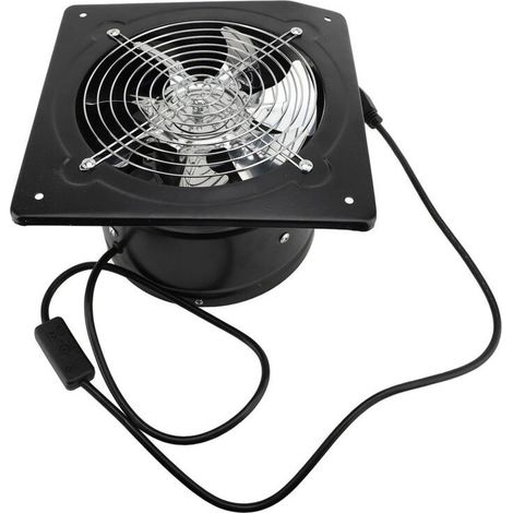 3-Loch-Abluftventilator mit Fenster und Schalter. Leise Belüftung für Badezimmer und Industrie, schwarz, 8 Zoll, 80 W (1/5)