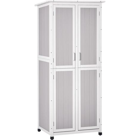 Abri de jardin pour outils en cèdre à 3 niveaux (toit en asphalte), 77 x 58 x 175 cm, gris produit de qualité avec garantie satisfait ou remboursé (1/5)