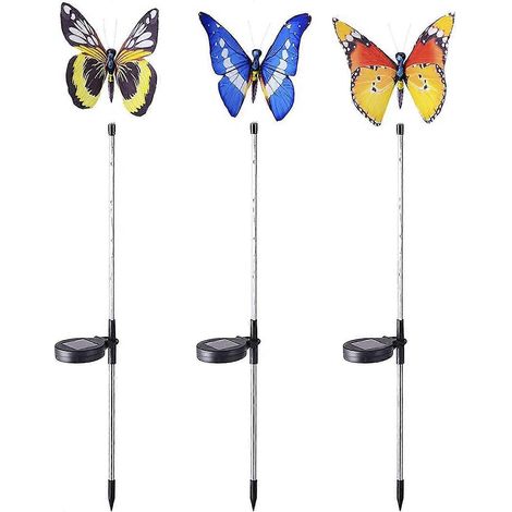 Guirlande lumineuse solaire papillon à effet de changement de couleur, idéale pour la décoration de jardin. (1/5)