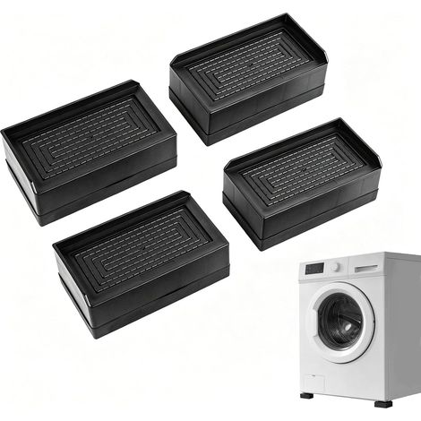 4 pièces Rehausseur Meuble, 4cm Pied de Meuble, Rehausseur Pieds de Lit et Table, Pied Canapé, Antidérapant pour Les Pieds de Machines à Laver, Tables et Canapés (Noir, Rectangulaire) (1/5)