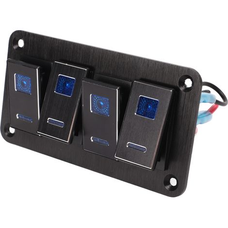 Panneau 4 interrupteurs à bascule en alliage d'aluminium, DC12V-24V, pré-câblé marche-arrêt pour voiture, camping-car, moto, bus, remorque et UTV (1/5)