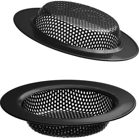 2 schwarze Edelstahl-Wasserfilter für den Abfluss von Wassertanks, 4,5-Zoll-Topf/3-Zoll-Küchenfilterkorb, großer Speiseresteauffangbehälter, für Badewanne und Spüle (1/5)