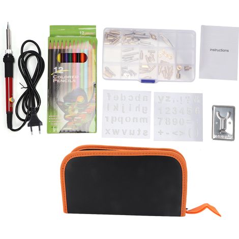 Lot de fer à souder électrique réglable en température 53 embouts rouge prise UE 220V (1/5)