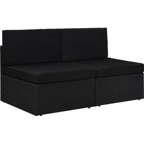 Modulares 2-Sitzer-Sofa Poly Rattan Schwarz